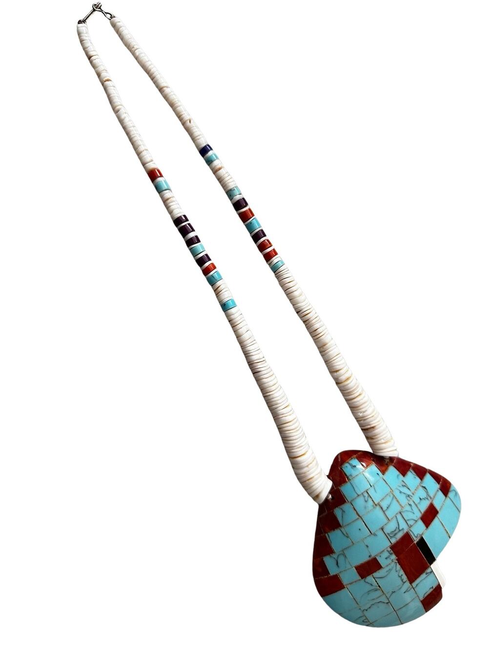 Santo Domingo Shell Festival Necklace with Block Turquoise
